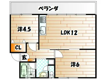 ユートピア葛原(2LDK/2階)の間取り写真