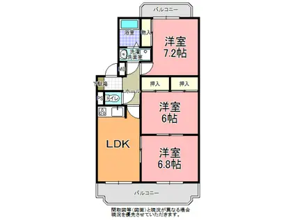 アメニティ・ヴィラ A棟(3LDK/4階)の間取り写真