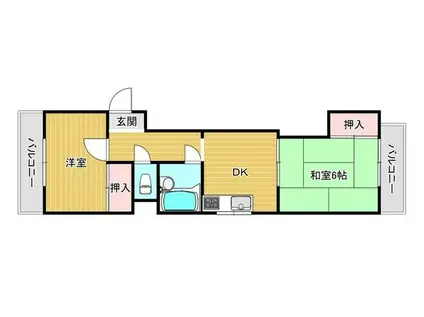 コーポ田中(2DK/4階)の間取り写真