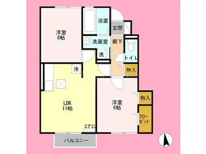 JR横浜線 相模原駅 徒歩16分 2階建 築17年(2LDK/1階)の間取り写真