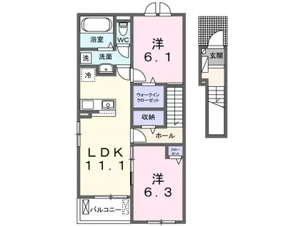 グラース ミー(2LDK/2階)の間取り写真