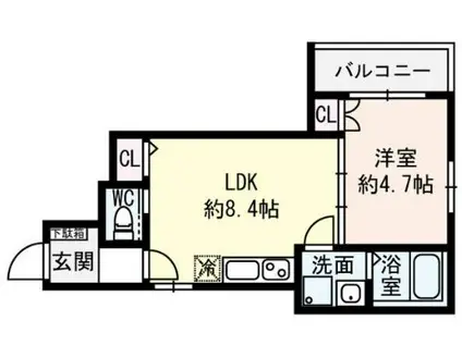 グローリア西昇(1LDK/3階)の間取り写真