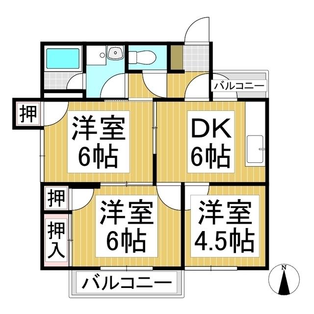 ハイツウィング金子(3DK/3階)の間取り写真