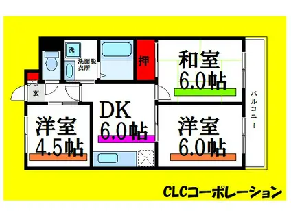 柴又第2STマンション(3DK/4階)の間取り写真