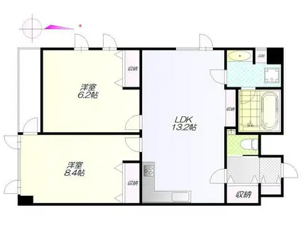 月村マンションNO30(2LDK/10階)の間取り写真