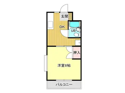 サントベルフォード(1DK/2階)の間取り写真