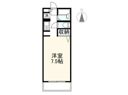 プレシャスタイムレインボー林(1K/2階)の間取り写真