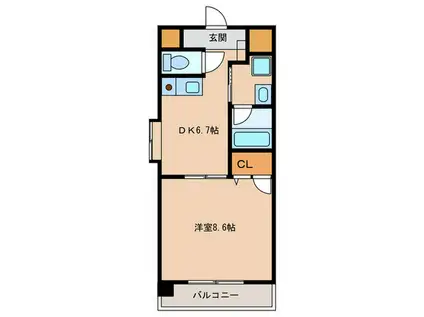 GRAND FRAT(1DK/3階)の間取り写真