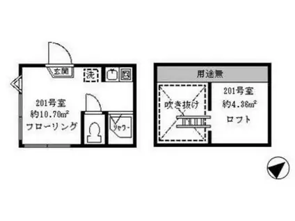 ソフィアスカイ(ワンルーム/2階)の間取り写真
