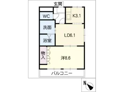 トワ・セゾン・コリーヌ(1LDK/1階)の間取り写真