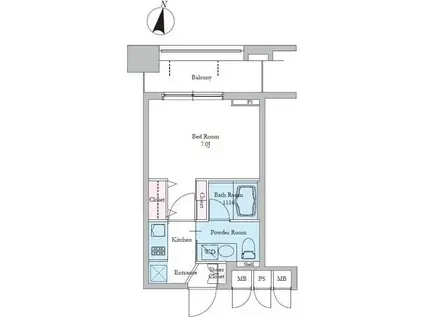 レジディア文京音羽Ⅱ(1K/8階)の間取り写真