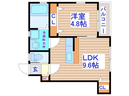 レイウッド蒲町・IV(1LDK/1階)の間取り写真
