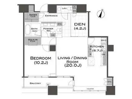 パークアクシス青山一丁目タワー(1SLDK/35階)の間取り写真