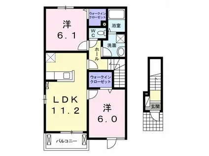 スウィート コテージIII A(2LDK/2階)の間取り写真