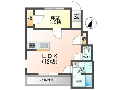 LA TOUR NET.QUATRE(1LDK/1階)の間取り写真