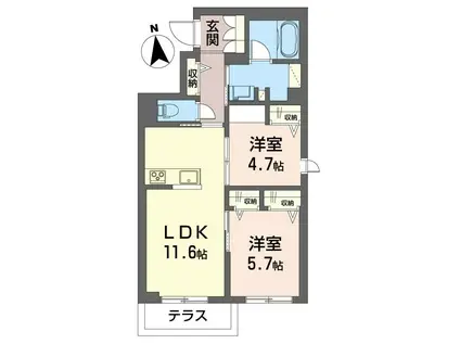 東武東上線 下板橋駅 徒歩4分 3階建 新築(2LDK/1階)の間取り写真