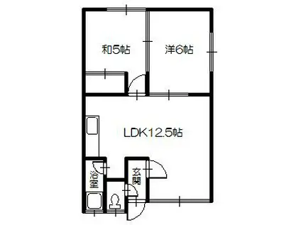 天宮マンションA棟(2LDK/1階)の間取り写真