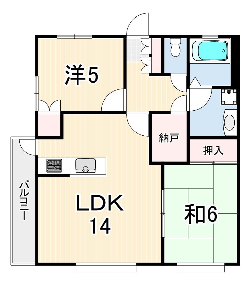 ヘーベル青木(2SLDK/2階)の間取り写真