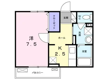 エテルノ(1K/2階)の間取り写真