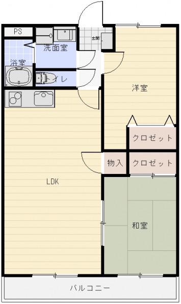 サンライズガーデン(2LDK/4階)の間取り写真