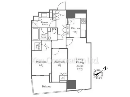 プラウド代官山フロント(2LDK/6階)の間取り写真