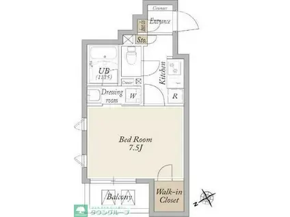 LIVE CASA 門前仲町(1K/3階)の間取り写真