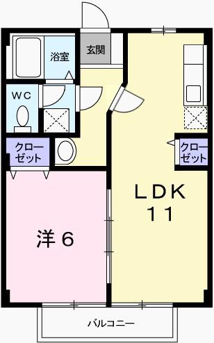 エムズフォレスト(1LDK/2階)の間取り写真