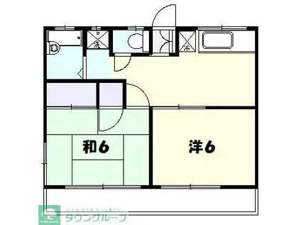 ハウゼグリューネスIII(2DK/2階)の間取り写真