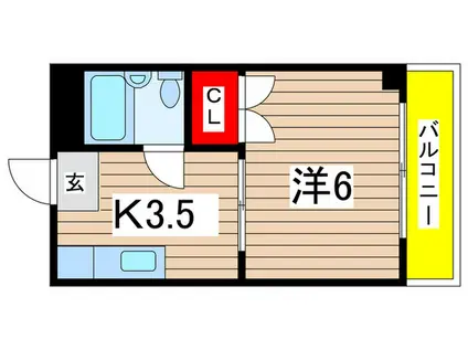 マンションフローラル 都(1K/2階)の間取り写真