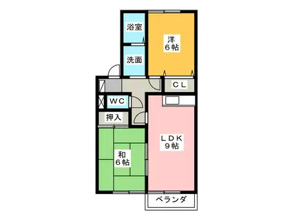 エスポワールB(2LDK/2階)の間取り写真