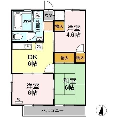 ドメスティックカーサ(3DK/2階)の間取り写真