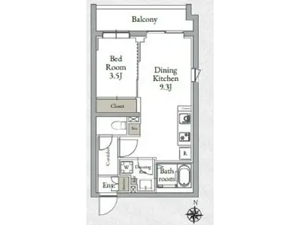 LIVE CASA千鳥(1DK/2階)の間取り写真