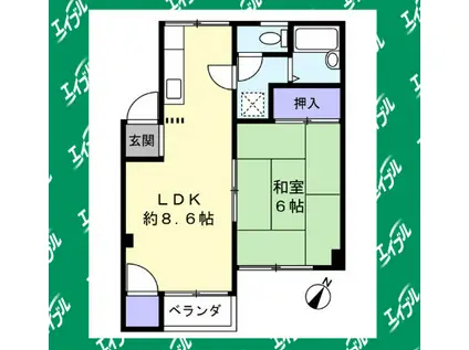 京第一マンション(1LDK/2階)の間取り写真