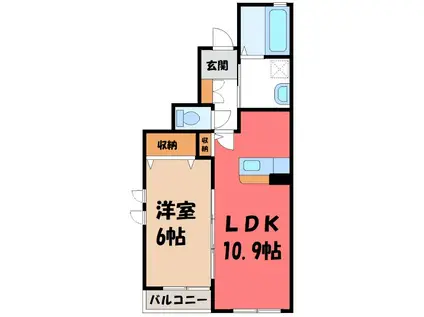 リヴェール桜山(1LDK/1階)の間取り写真