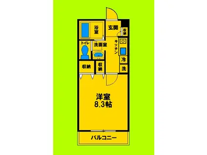 ドミトリオ仁王田(1K/4階)の間取り写真