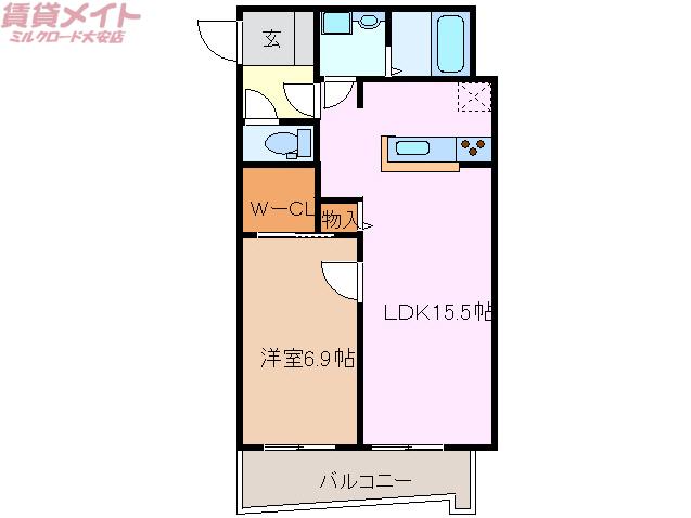 シティリバーフォレスト(1LDK/1階)の間取り写真