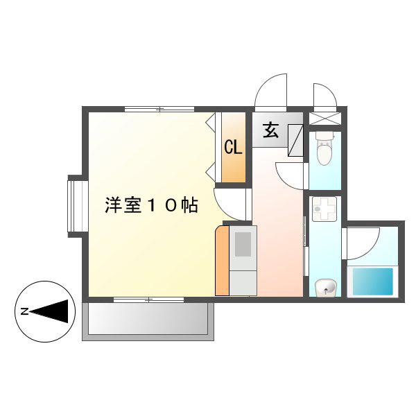 クオン千原(1K/3階)の間取り写真