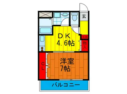 WELLS HALL(1DK/1階)の間取り写真