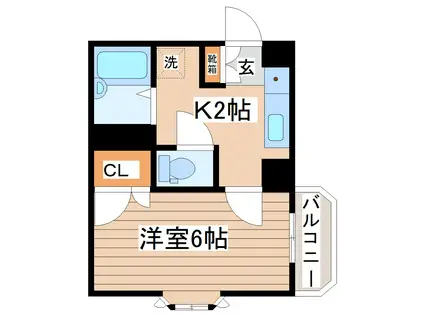 エトワール八乙女(1K/4階)の間取り写真