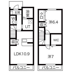 グランドゥールI(2LDK/1階)の間取り写真