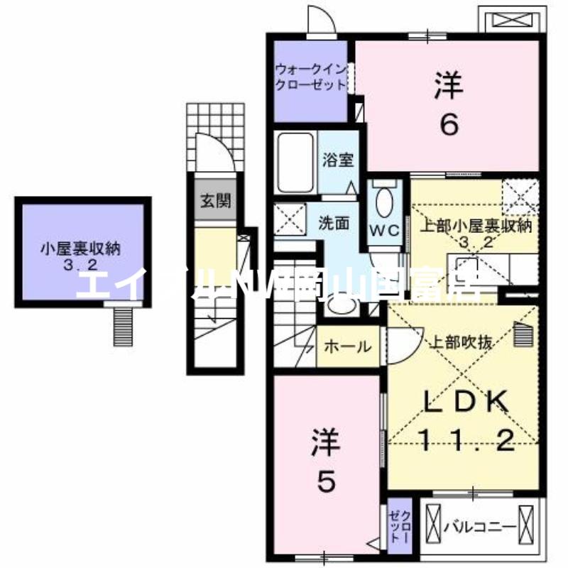 ボカージュ イースト(2LDK/2階)の間取り写真