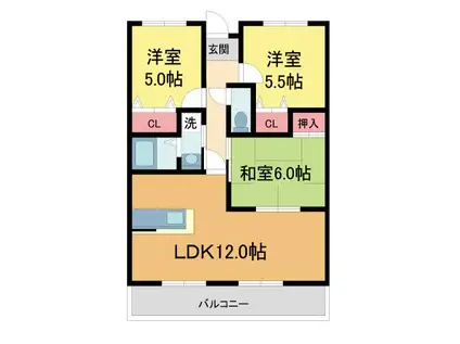 REIWA宝塚(3LDK/3階)の間取り写真