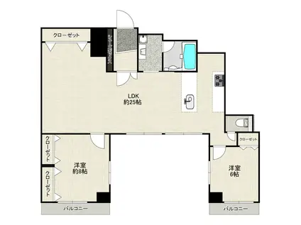 グラントピア長堀橋1002(2LDK/10階)の間取り写真