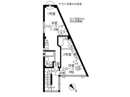 シェアパルト池袋(ワンルーム/3階)の間取り写真