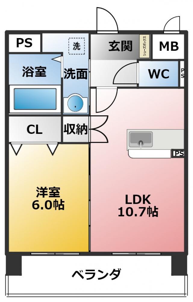 地下鉄東山線 岩塚駅 徒歩10分 3階建 築7年(1LDK/1階)の間取り写真