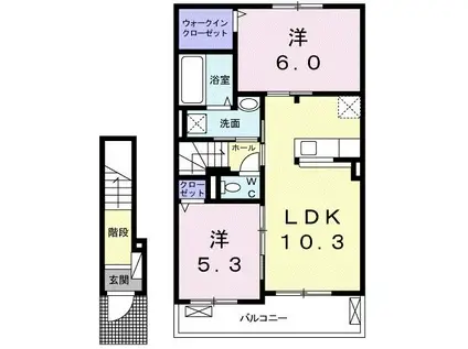 ミライエ沖浜II(2LDK/2階)の間取り写真