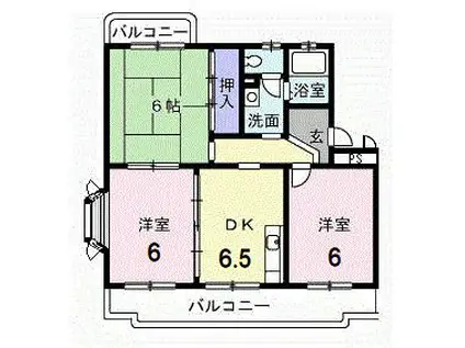 クレセントフジ B(3DK/1階)の間取り写真