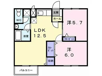 マツモトGマンション B(2LDK/2階)の間取り写真
