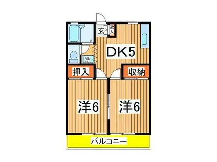 第3インペリアルハイツ(2DK/2階)の間取り写真