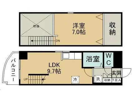 リシャール宮城野(1LDK/4階)の間取り写真